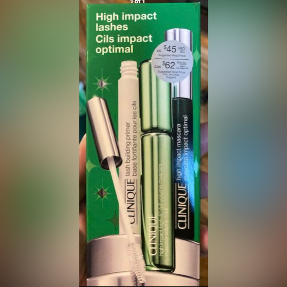 Clinique Lash Building Primer and High Impact Mascara - Silver and Black